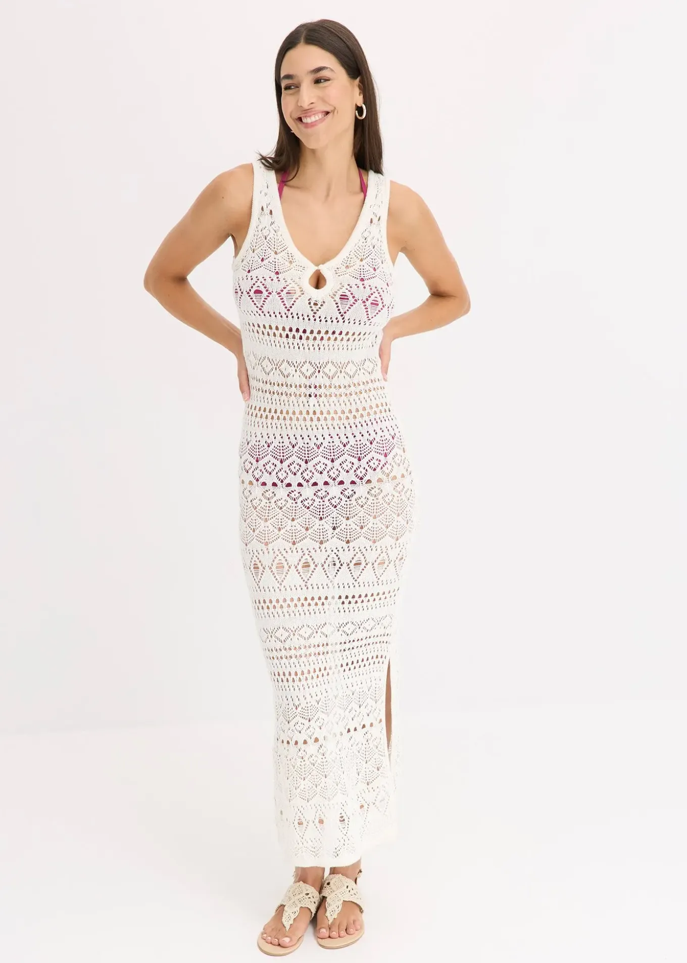 Robe longue aspect crochet