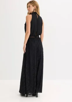 Robe longue avec jupe en dentelle