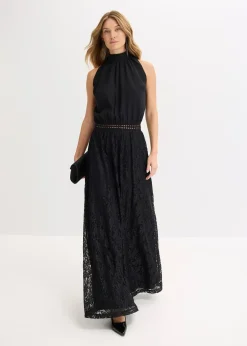 Robe longue avec jupe en dentelle