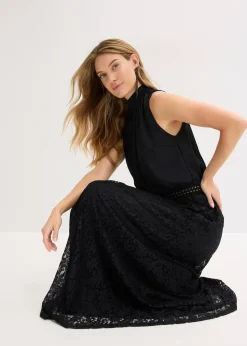 Robe longue avec jupe en dentelle