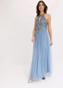 Robe longue brodée de sequins