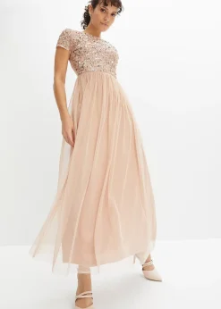 Robe longue brodée de sequins