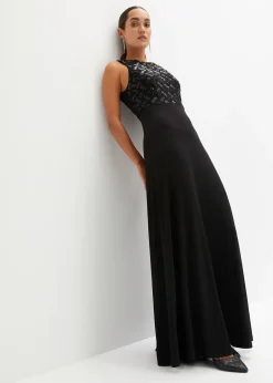 Robe longue brodée de sequins