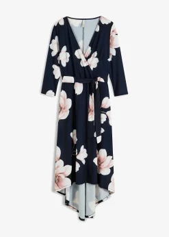 Robe longue derrière en jersey avec ceinture à nouer