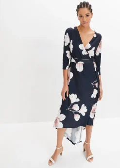 Robe longue derrière en jersey avec ceinture à nouer