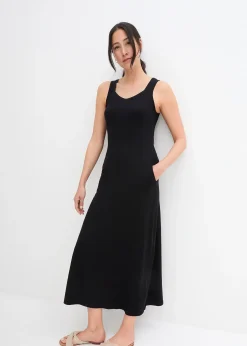 Robe longue en coton et viscose