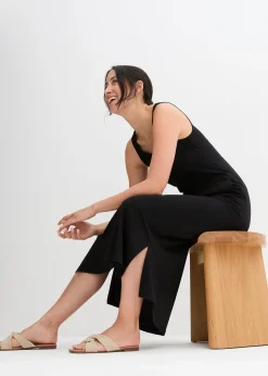 Robe longue en coton et viscose