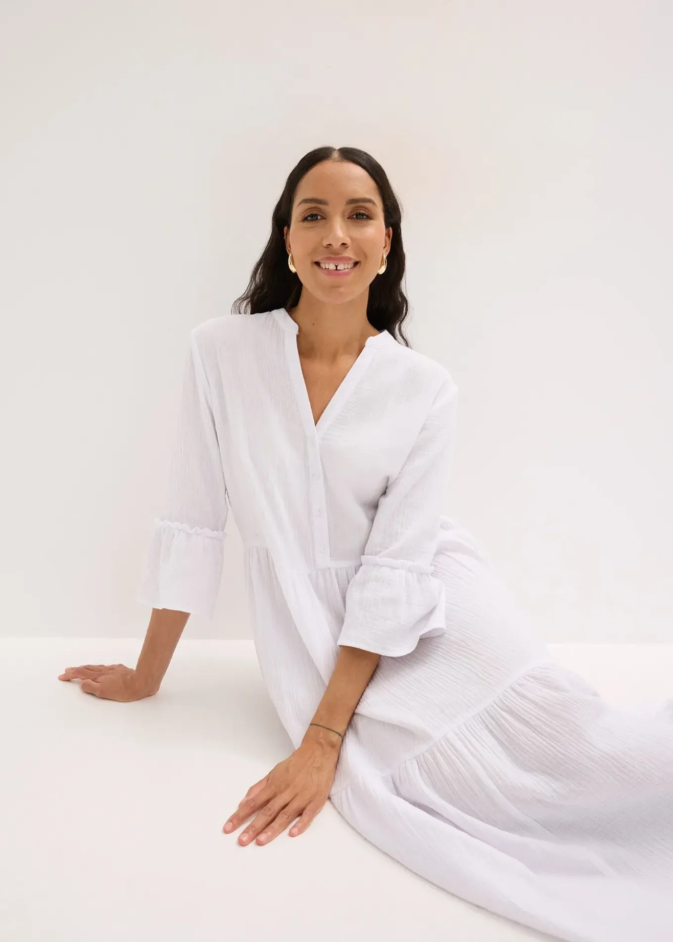 Robe longue en gaze de coton douce