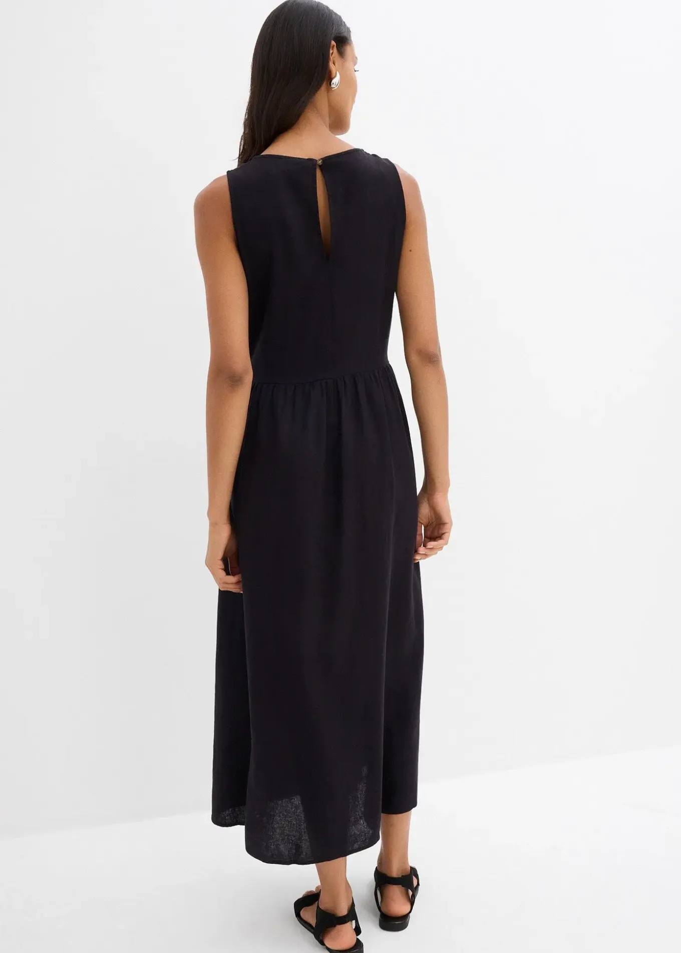 Robe longue en léger mélange de lin et viscose