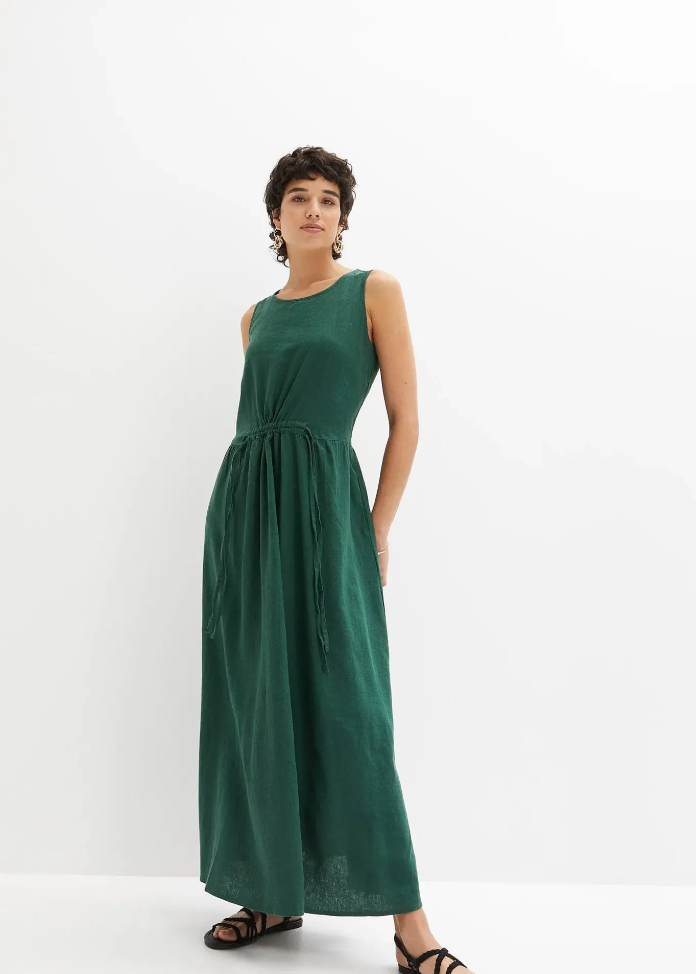 Robe longue en léger mélange de lin et viscose