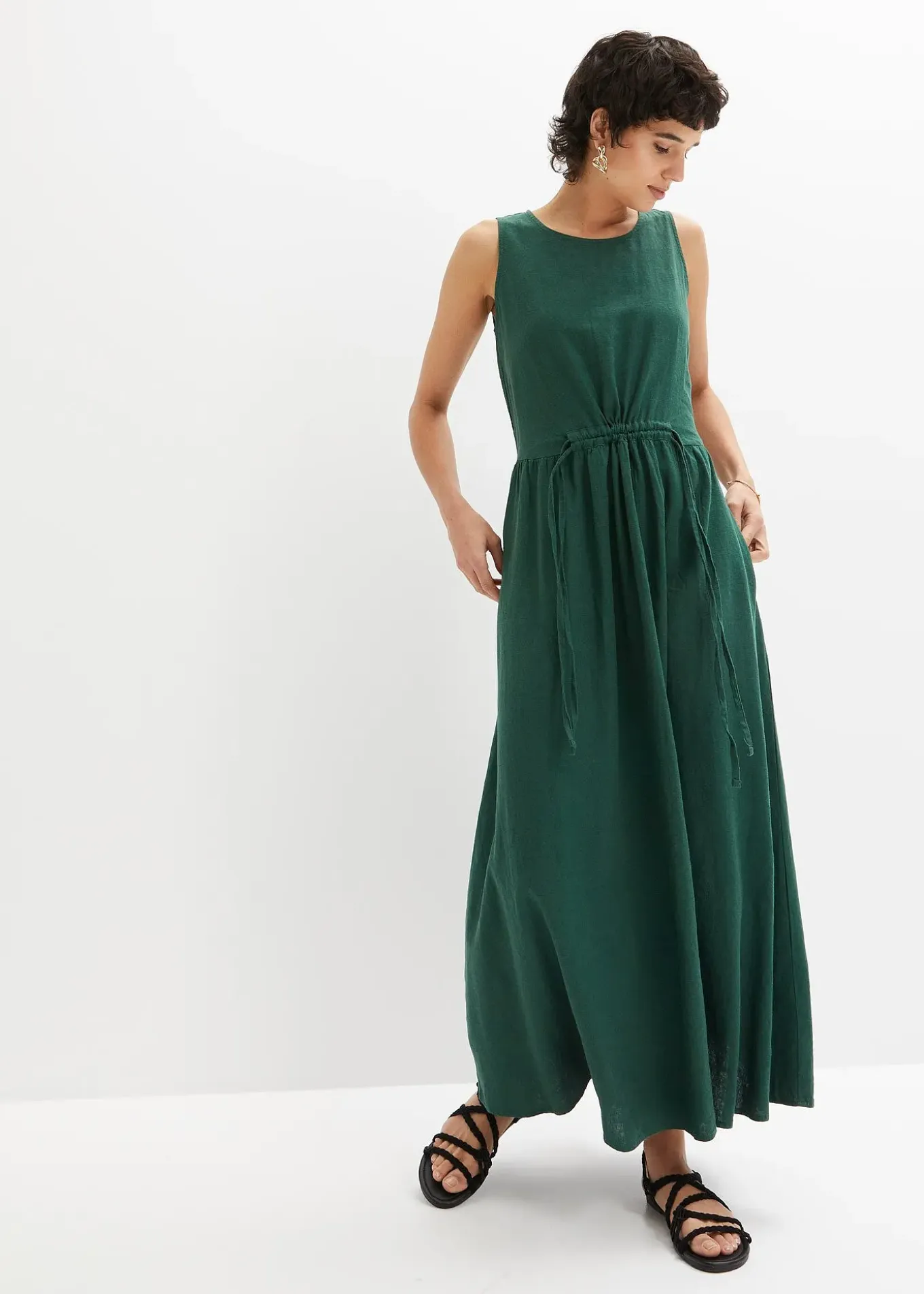 Robe longue en léger mélange de lin et viscose