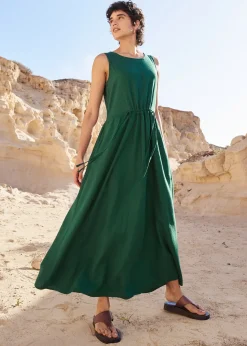 Robe longue en léger mélange de lin et viscose