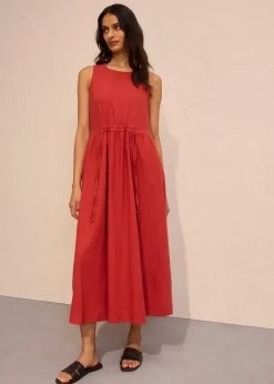 Robe longue en léger mélange de lin et viscose