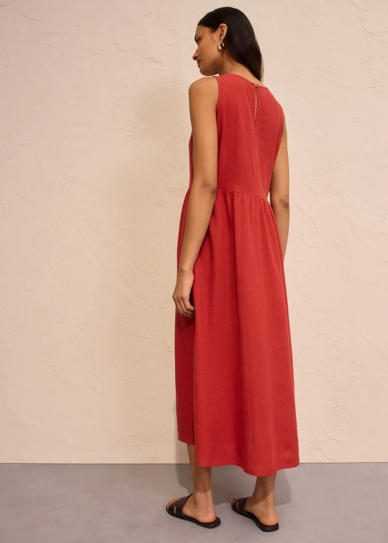 Robe longue en léger mélange de lin et viscose