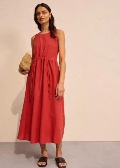 Robe longue en léger mélange de lin et viscose