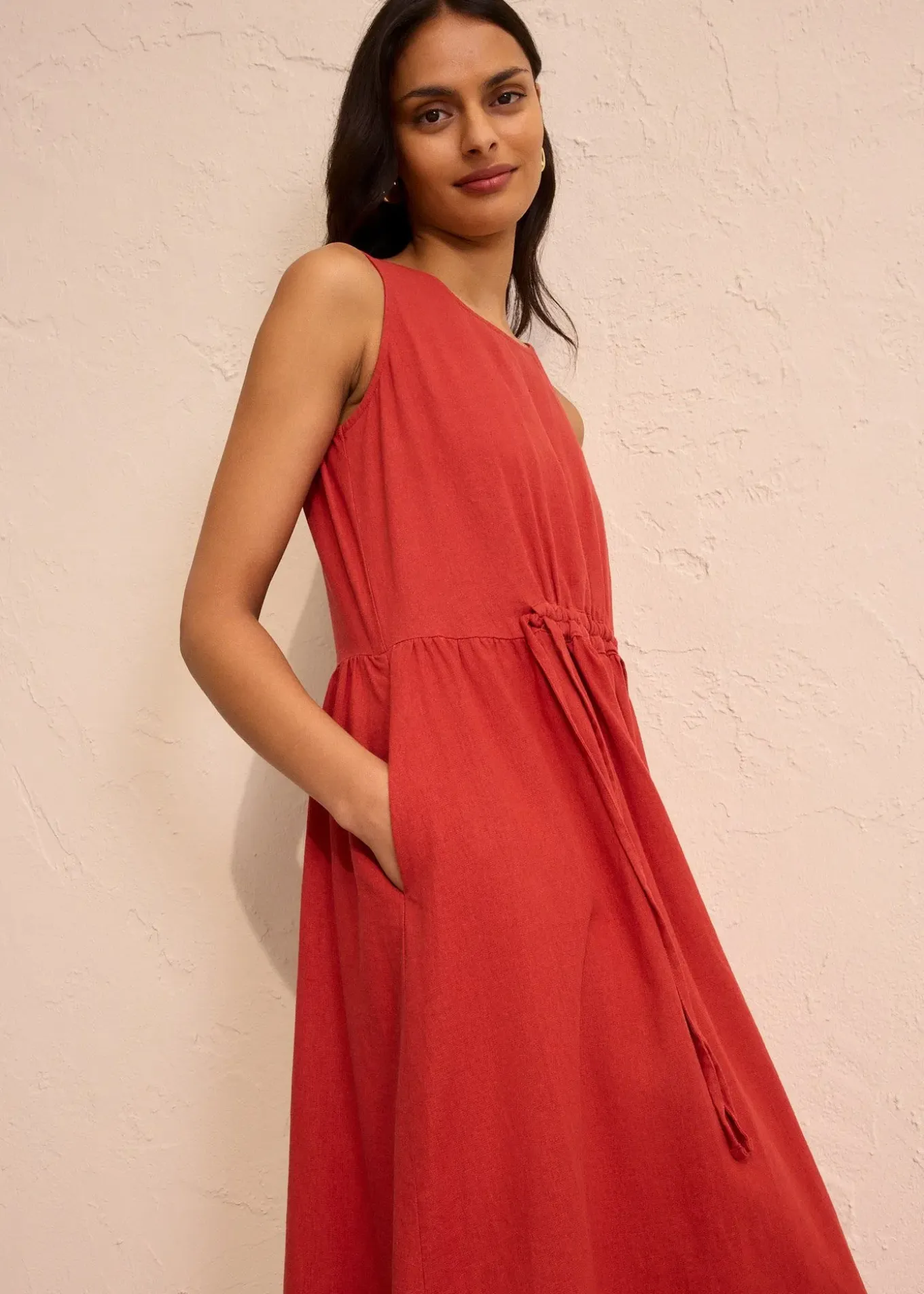 Robe longue en léger mélange de lin et viscose