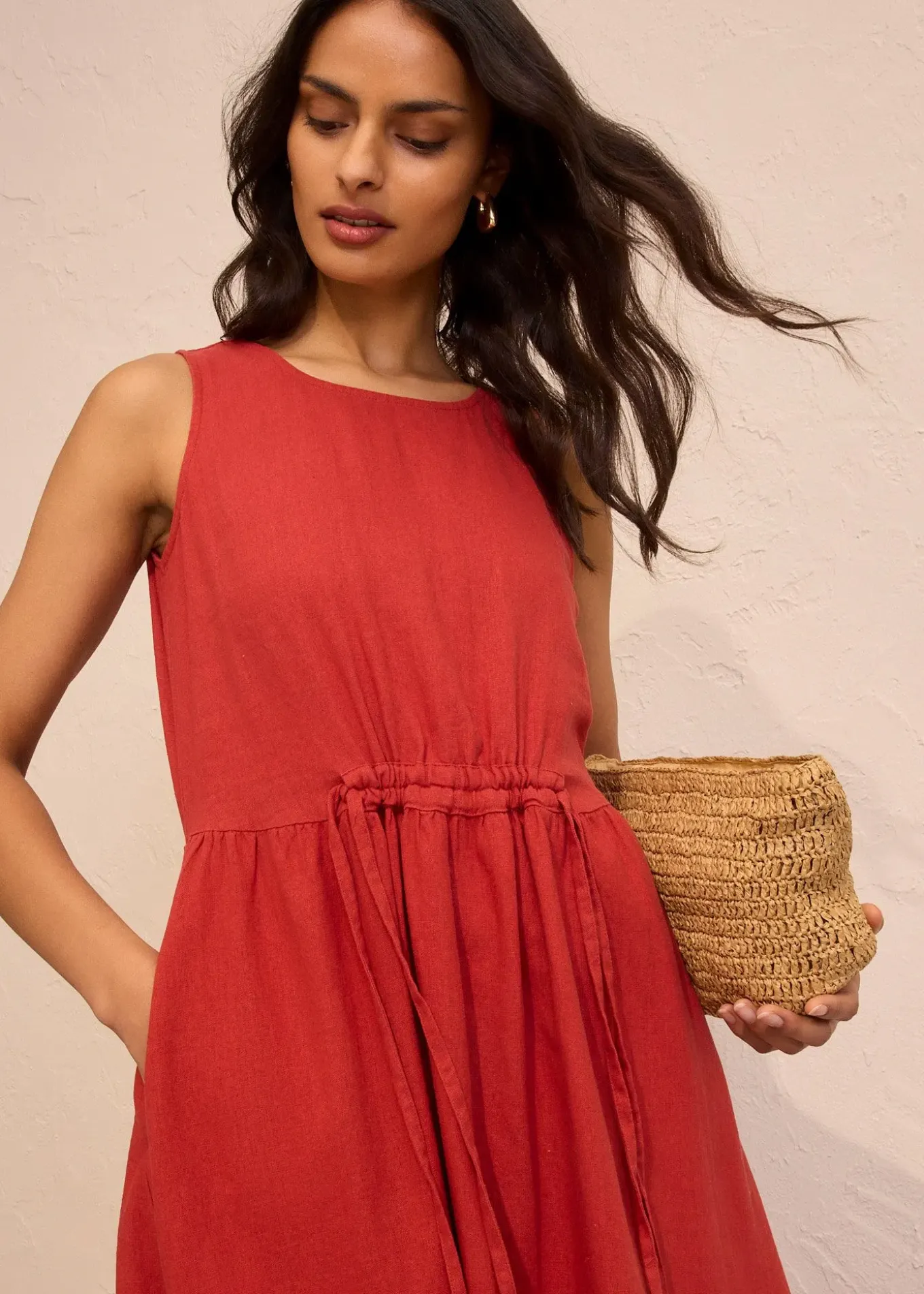 Robe longue en léger mélange de lin et viscose