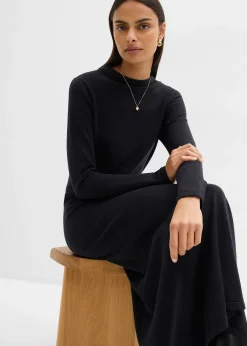 Robe longue en maille fine avec cachemire