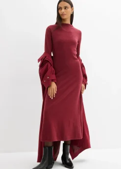 Robe longue en maille fine avec cachemire