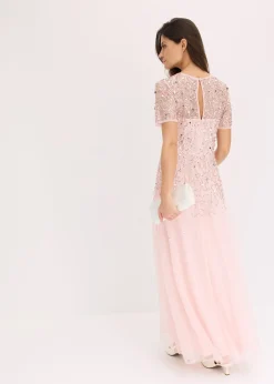 Robe longue en tulle avec sequins brodés