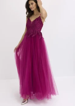 Robe longue en tulle délicat avec dentelle