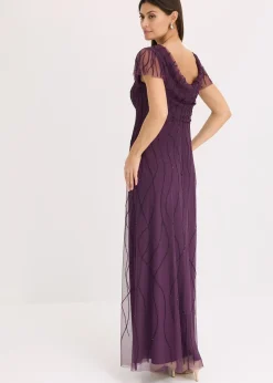 Robe longue en tulle délicat avec perles brodées
