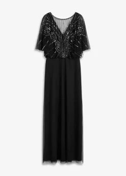 Robe longue en tulle fin avec sequins brodés