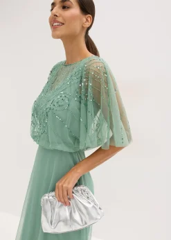 Robe longue en tulle fin avec sequins brodés