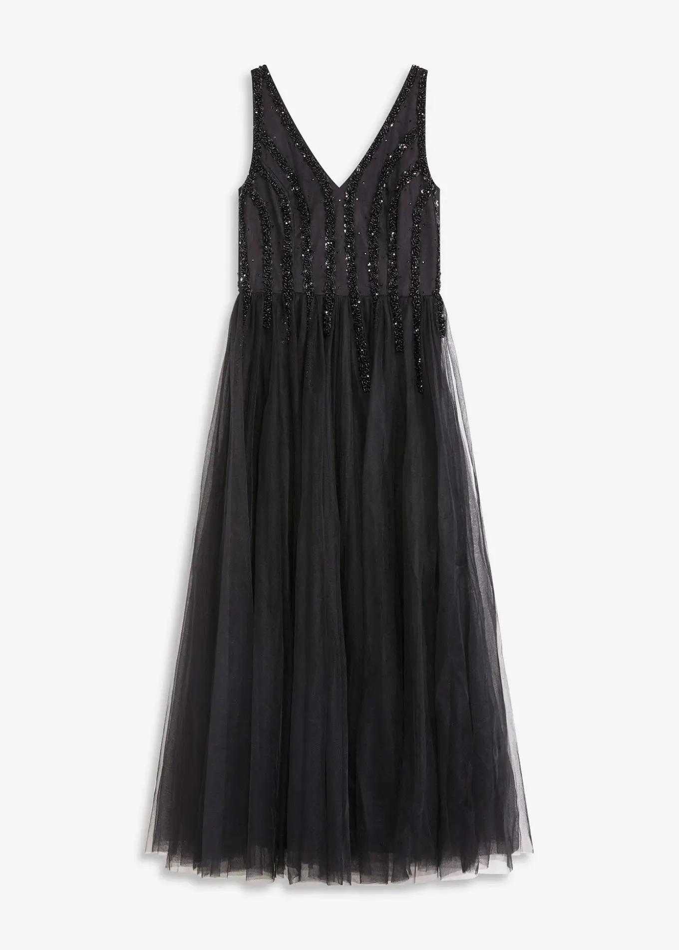 Robe longue en tulle fin avec sequins brodés