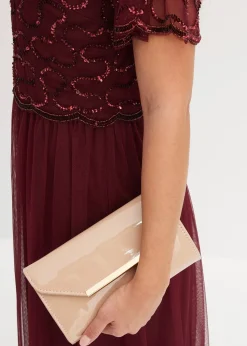 Robe longue en tulle fin avec sequins brodés