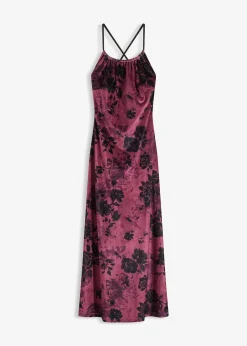 Robe longue en velours brillant