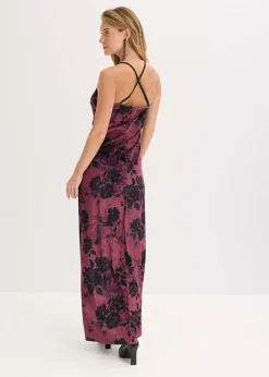 Robe longue en velours brillant