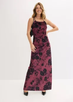 Robe longue en velours brillant