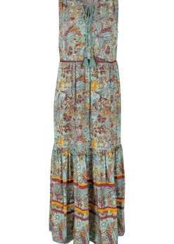 Robe longue tissée avec imprimé bordure