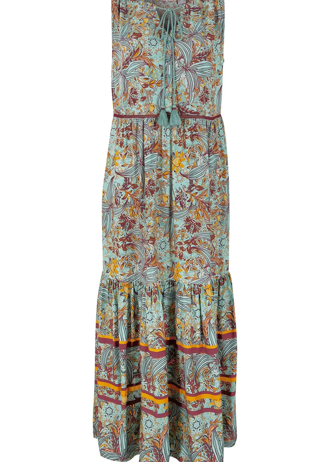 Robe longue tissée avec imprimé bordure