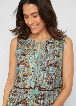 Robe longue tissée avec imprimé bordure