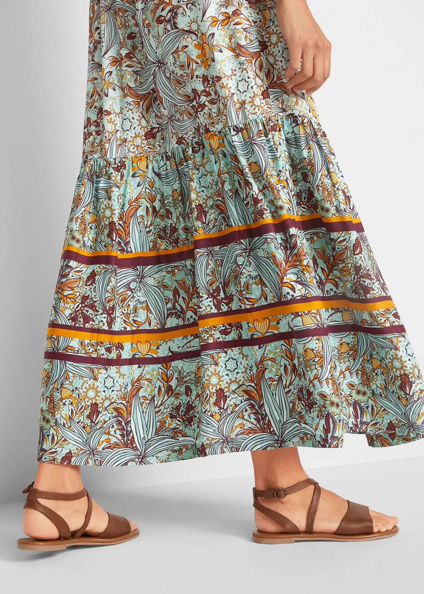 Robe longue tissée avec imprimé bordure