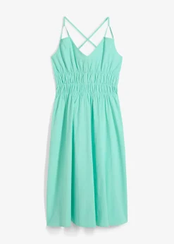 Robe midi 100% coton à fines bretelles