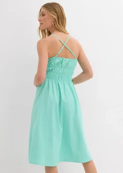 Robe midi 100% coton à fines bretelles