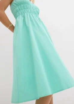 Robe midi 100% coton à fines bretelles