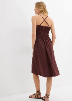 Robe midi 100% coton à fines bretelles