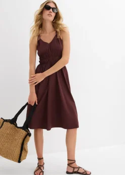 Robe midi 100% coton à fines bretelles