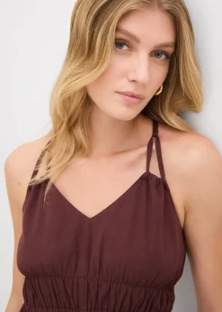 Robe midi 100% coton à fines bretelles