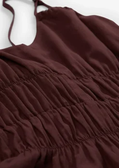 Robe midi 100% coton à fines bretelles