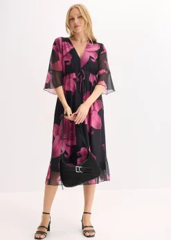 Robe midi à décolleté plongeant