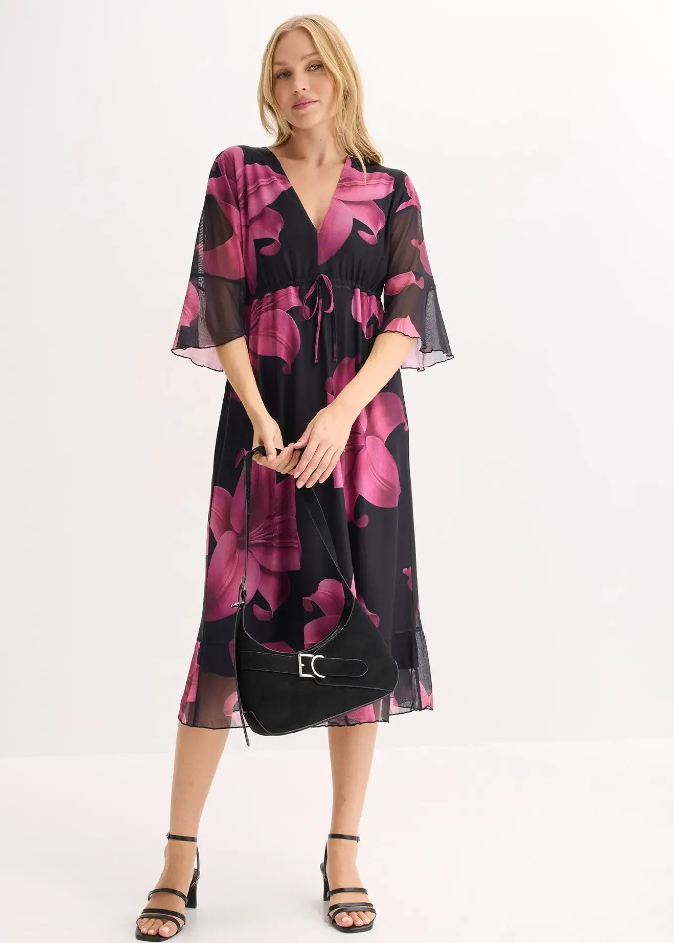 Robe midi à décolleté plongeant