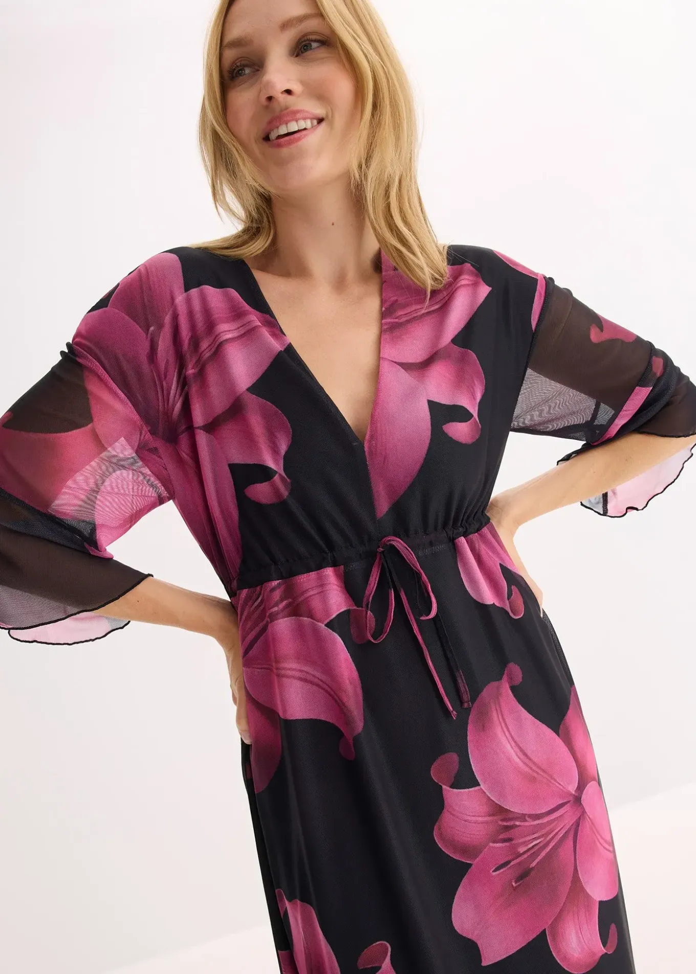 Robe midi à décolleté plongeant