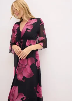 Robe midi à décolleté plongeant
