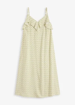 Robe midi à encolure volantée