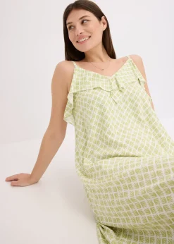 Robe midi à encolure volantée